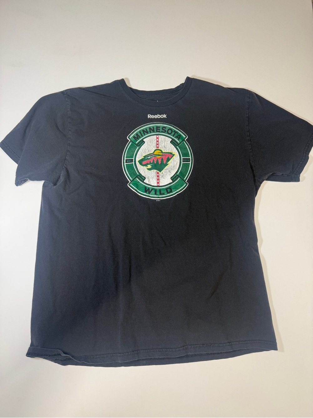 Reebok Black Minnesota‎ Wild Logo Short Sleeve Tee